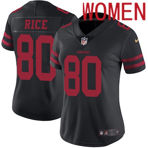 Women San Francisco 49ers #80 Jerry Rice Nike Black Vapor Limited NFL Jersey